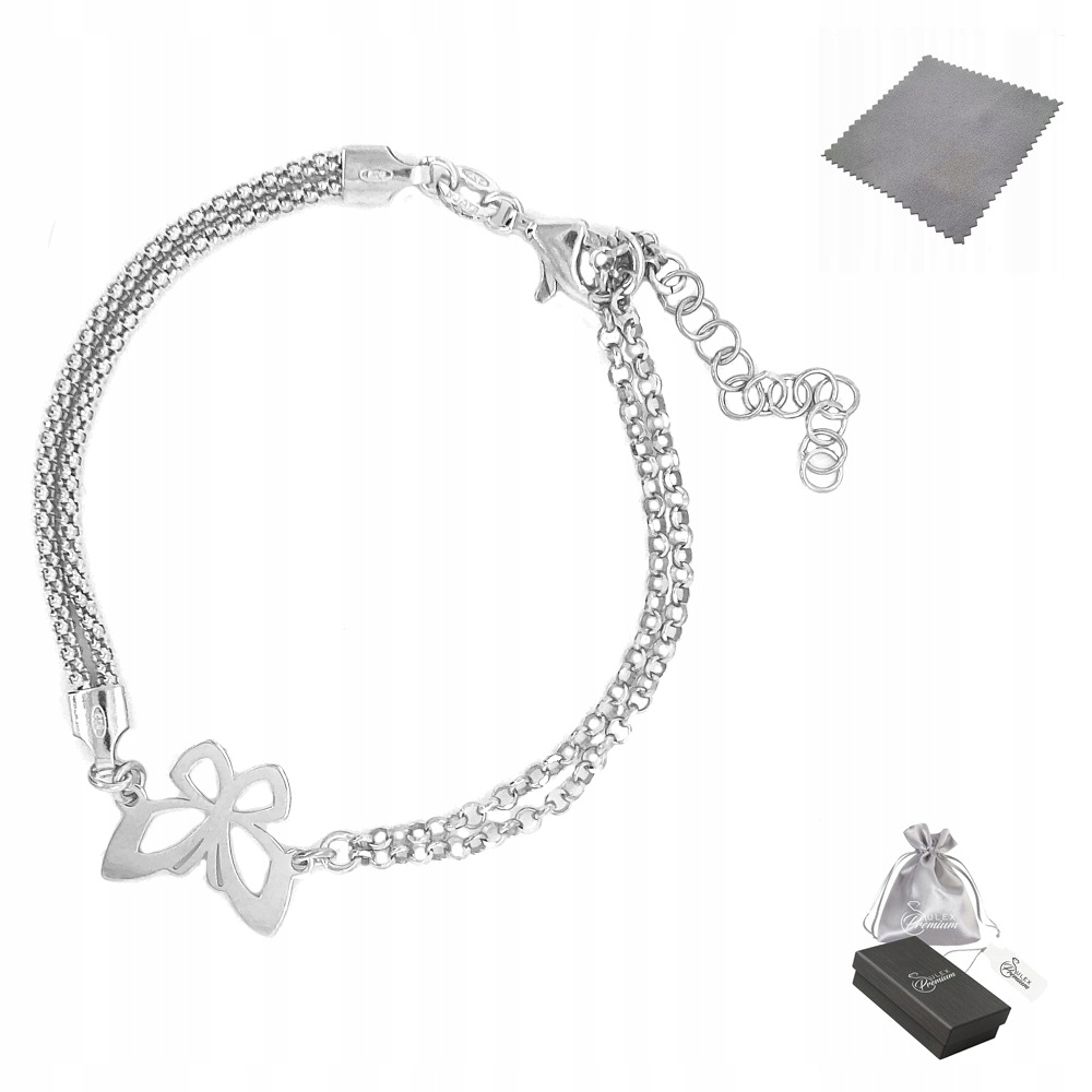 Stříbrný náramek ryzost 925 Elegantní rhodiovaný náramek Motýlek