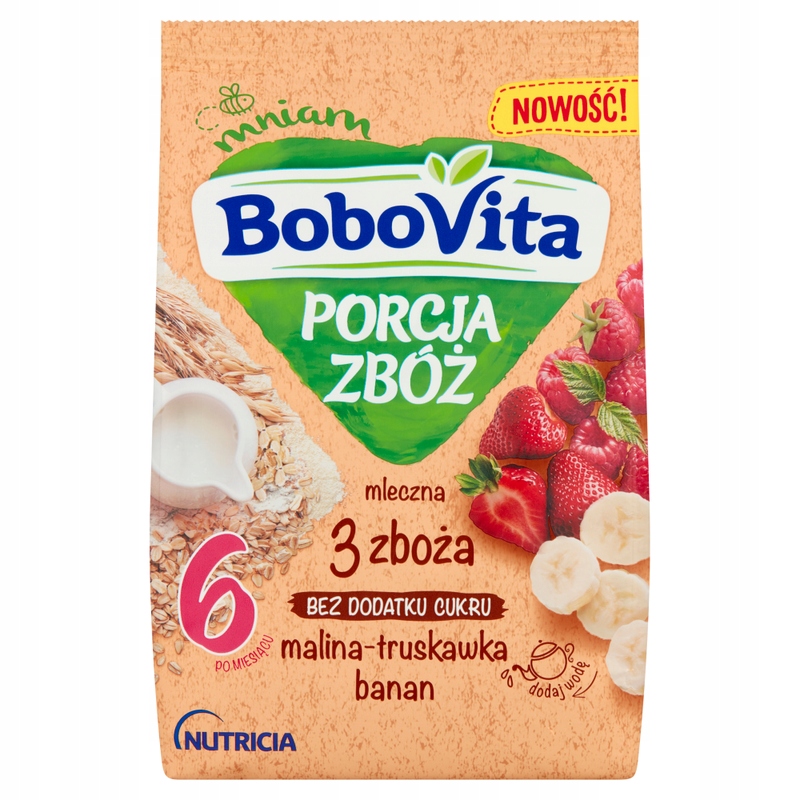 Bobovita Porcja zbóż 3 zboża malina truskawka 210g