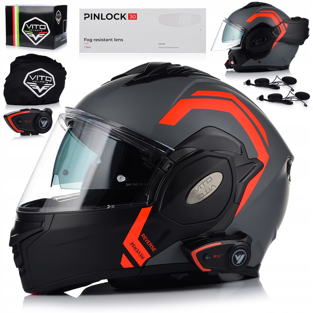 Motocyklová Prilba S Čeľusťami| Vito Reverse Interkom Pinlock Clona