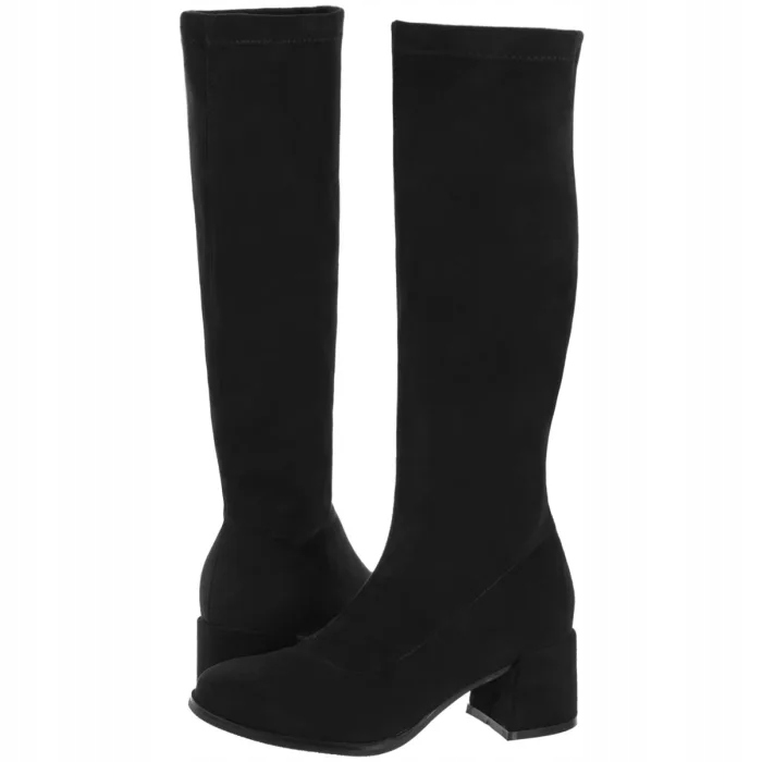 Dámské Kožené Kozačky na Podpatku Filippo Černé DKZ932/25 Black