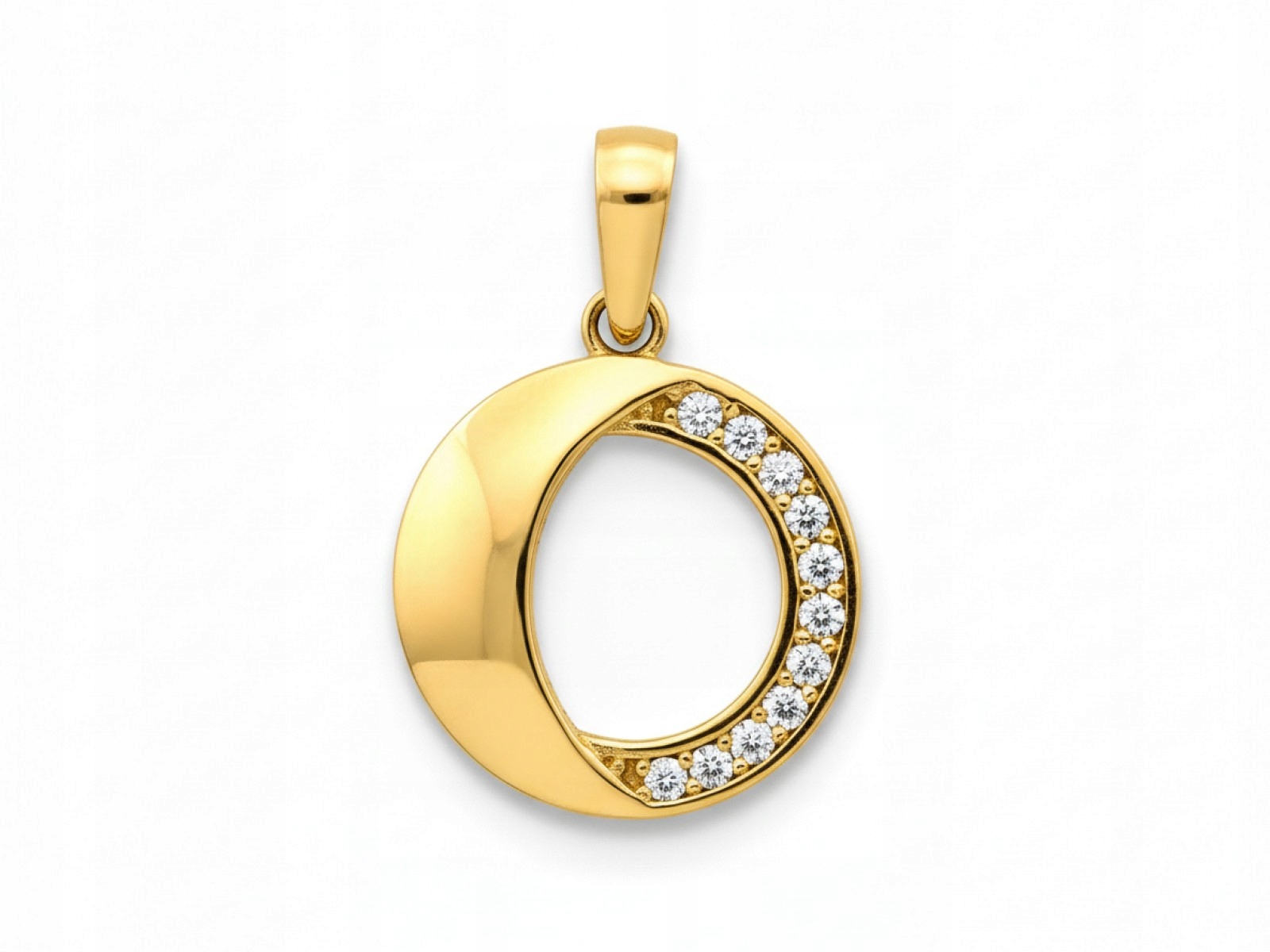 Zlatý přívěsek 585 jemný kulatý s bílými zirkony 0.86 g dárek