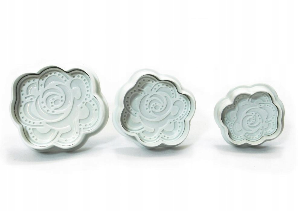 

Wykrawacze Róża z tłoczkiem 3 sztuki masa cukrowa