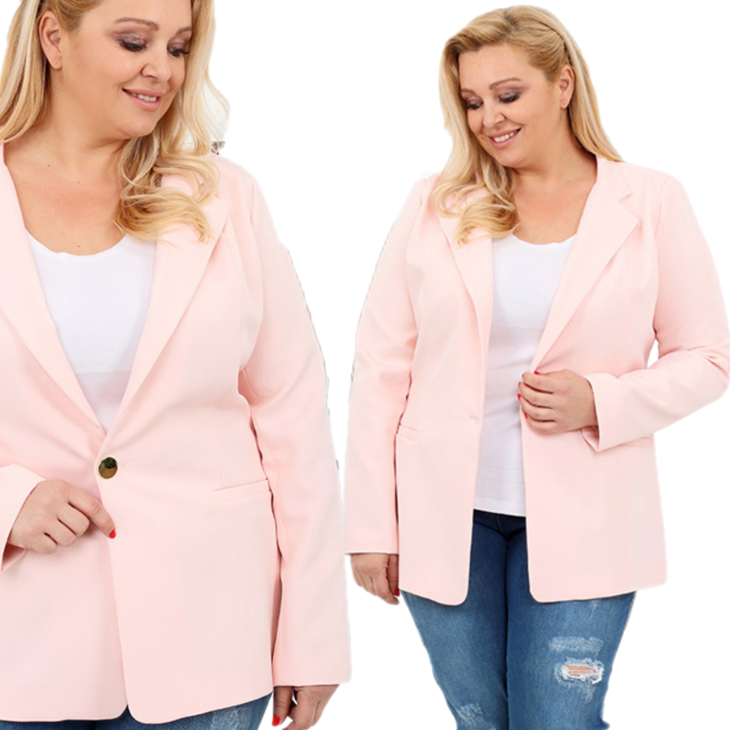 

Żakiet Damski Marynarka Narzutka 50 5XL Pud. Róż