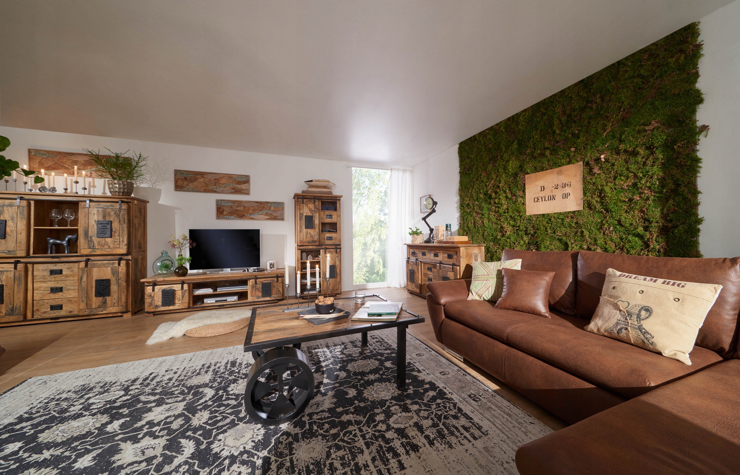 REGAŁ LOFT Drewniany lite Drewno Mango VINTAGE Szafka z półkami LOFTOWY EAN (GTIN) 4018711255943