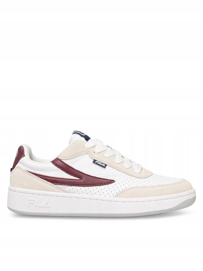 Fila Sevaro S Sportovními Bílými Koženými Botami S Vínovým Detailem 43 U2B