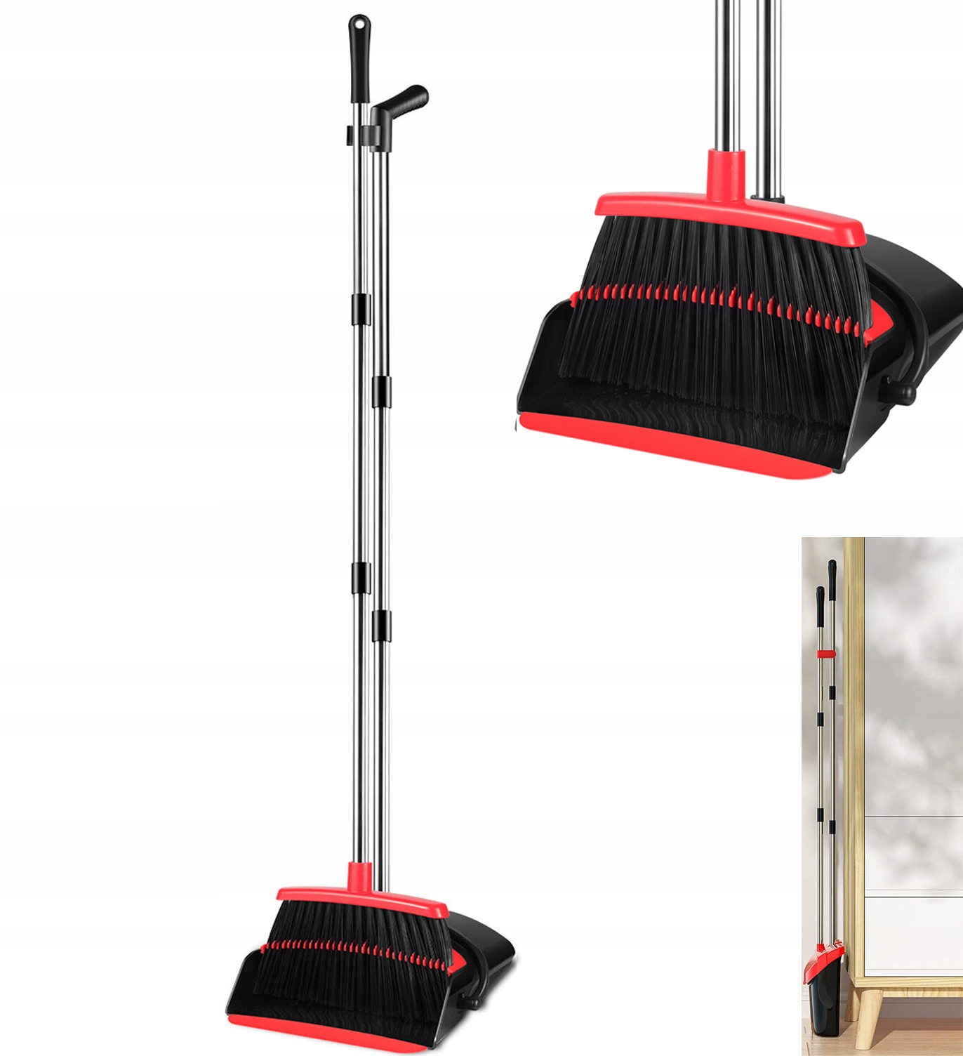 Levně Sada Koště A Lopatka S Tyčí Dashpoint 91-127CM, Nastavitelná Výška, Černá, Pro Domácí Použití