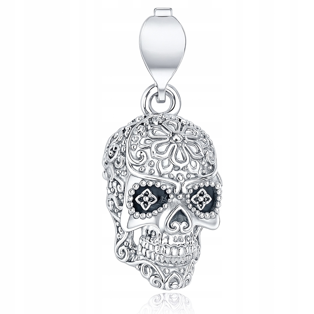Stříbrný 925 přívěsek ozdoba na náhrdelník Lebka Cukrová Mexická