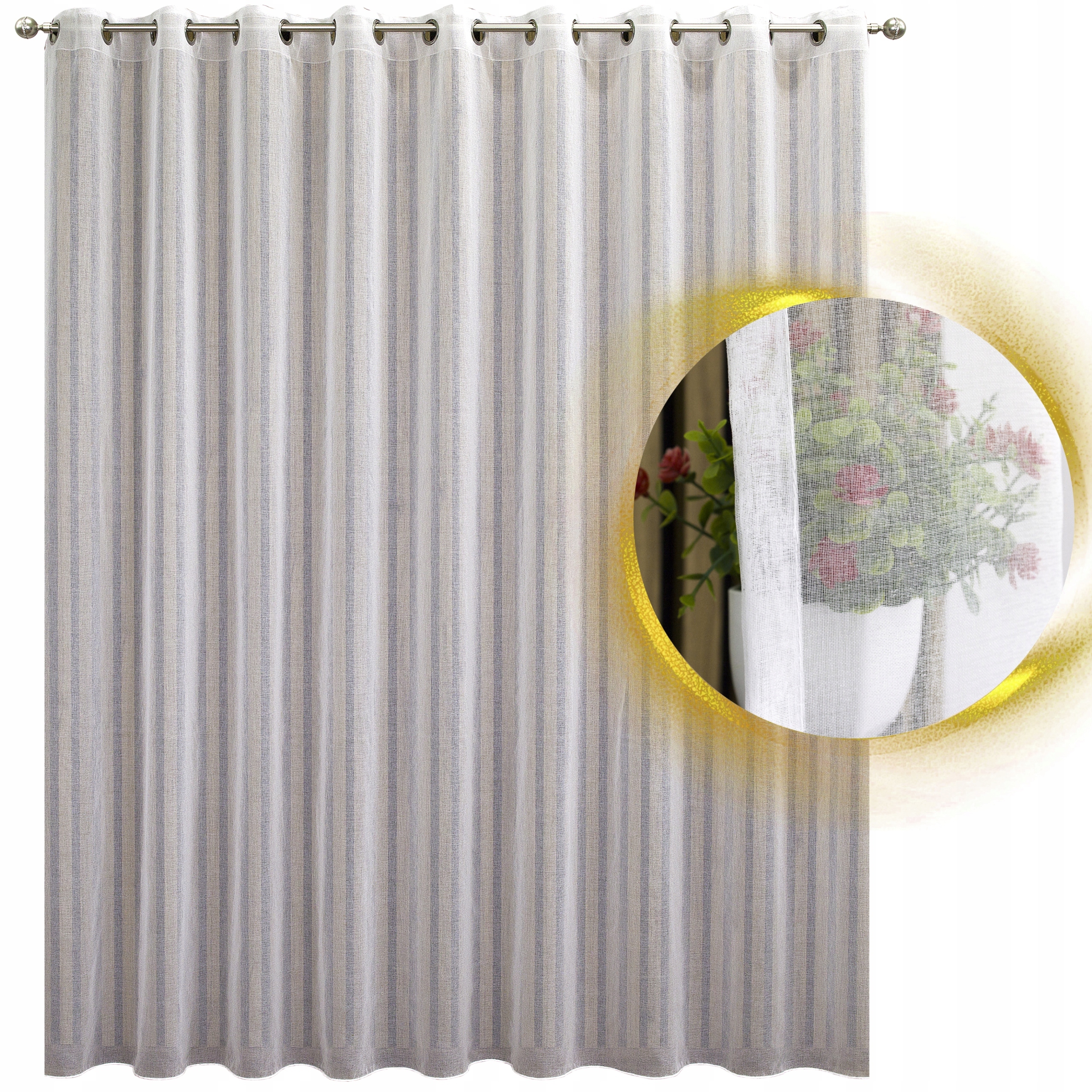 Lehká, hotová záclona z etaminu 300 x 215 cm – přirozená elegance s olověnkou