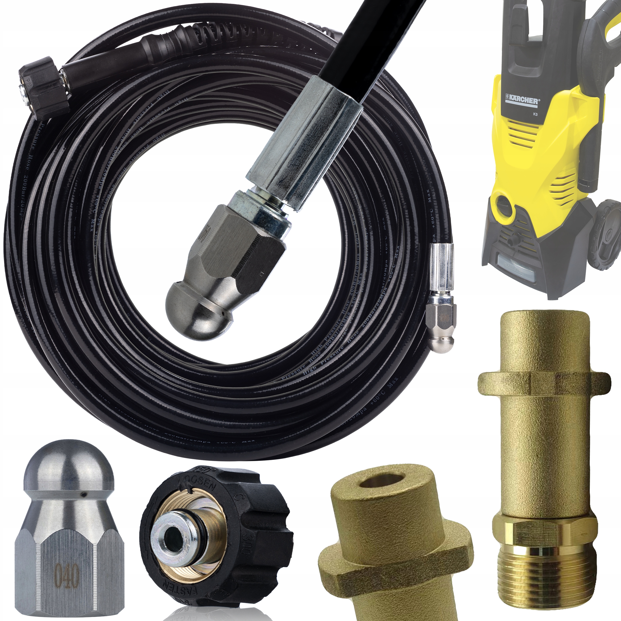 Sada Na Čištění Kanalizace Karcher 20M K2-K7 A Adaptér Bayonet