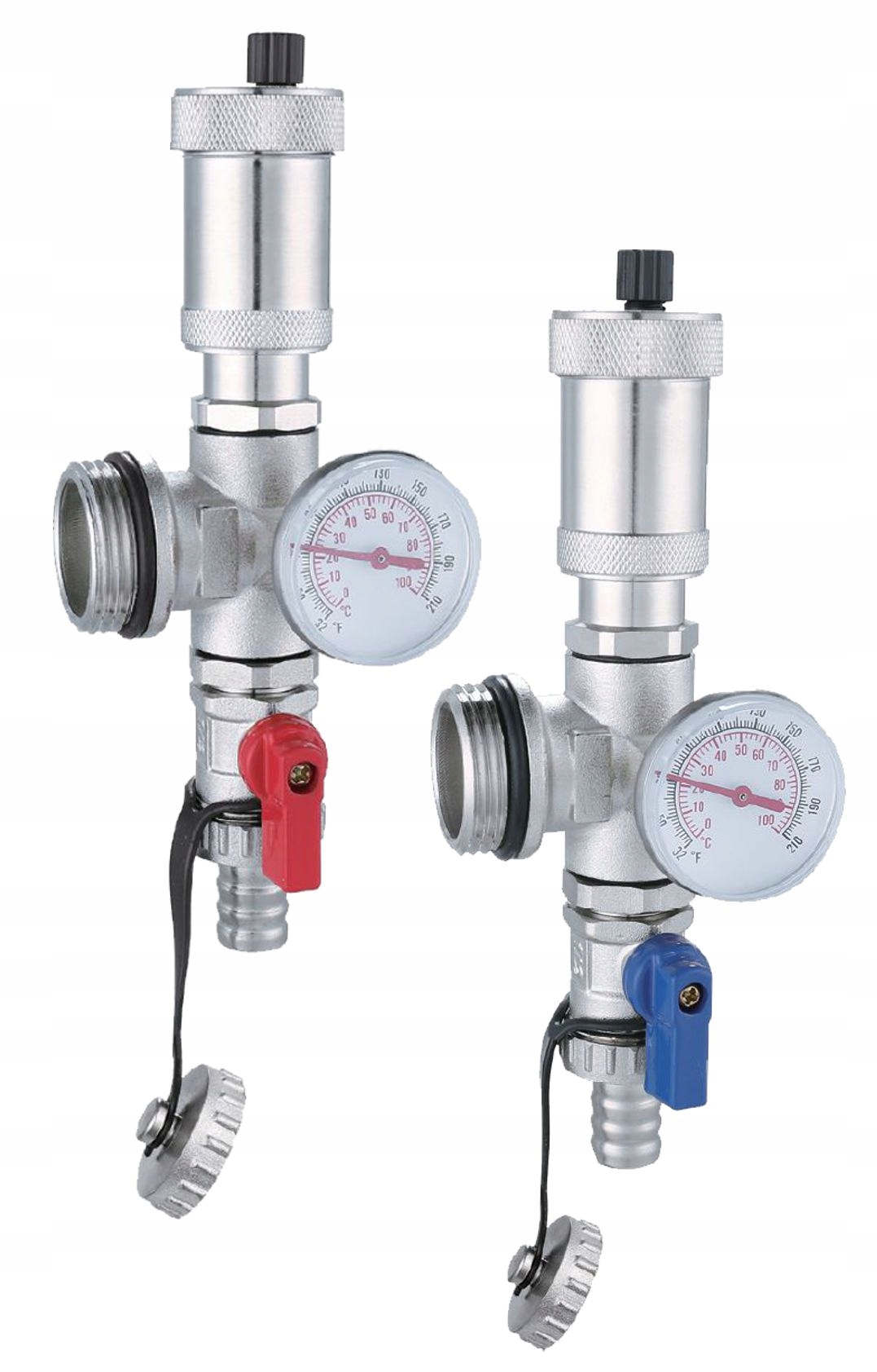 X-home Komplet Odvzdušňovací Sada Rozdělovač 1" Teploměr Červ/obloha