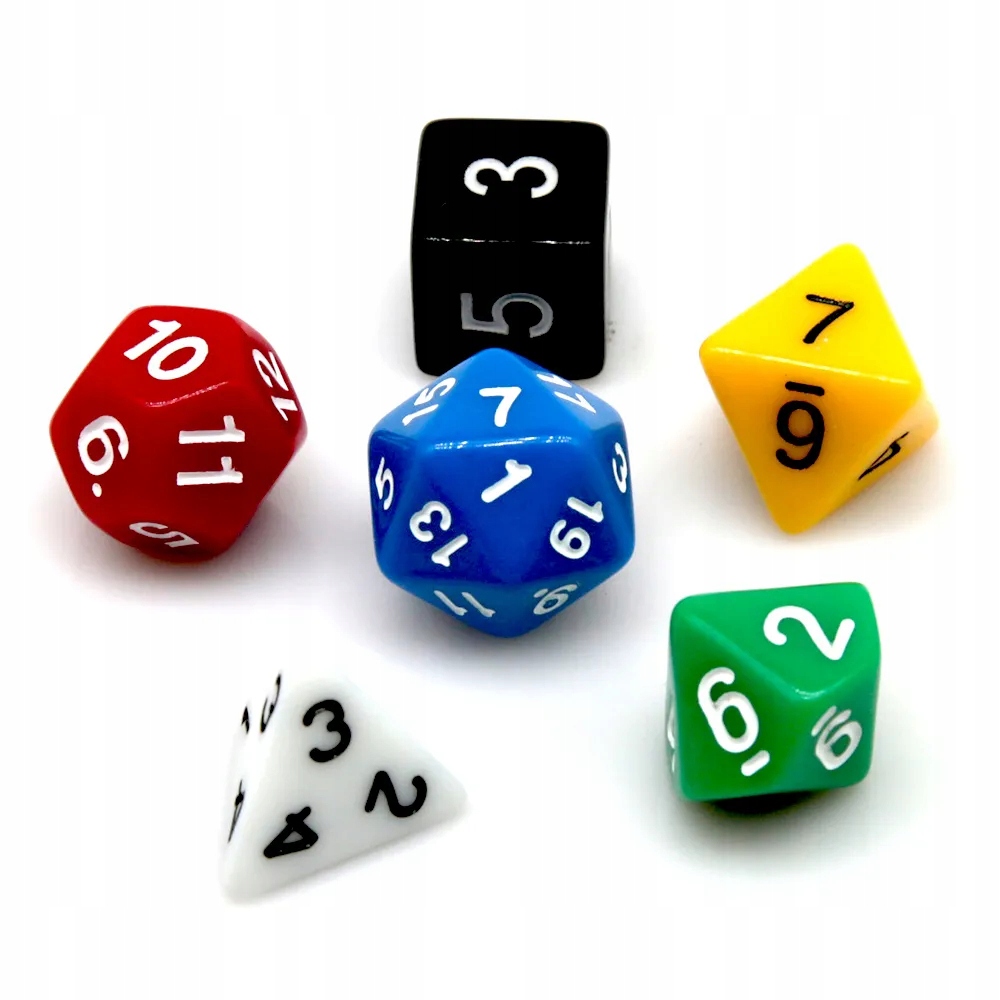 KOLOROWY ZESTAW 6 KOŚCI KOSTEK RPG