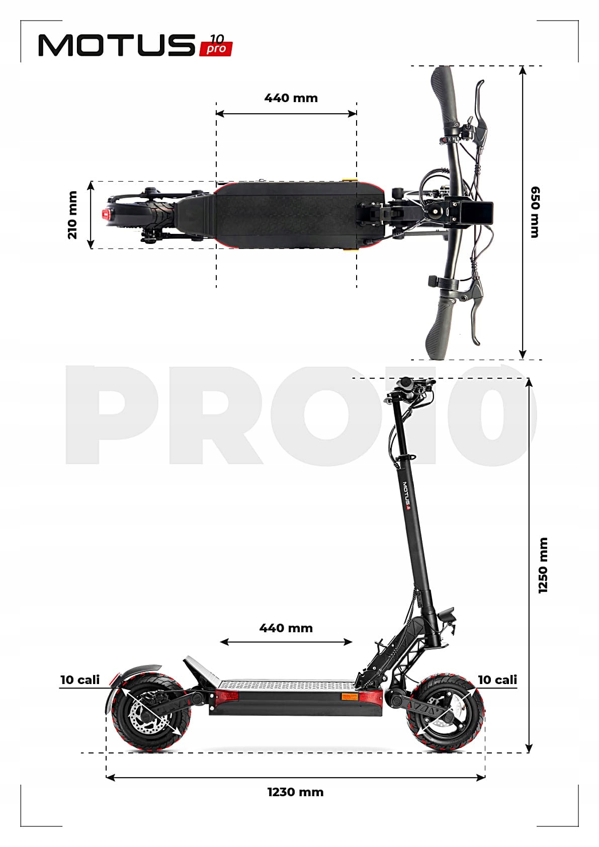 Hulajnoga Motus PRO10 2022 810 W 20 km/h Moc silnika 810 W