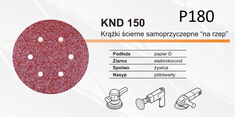 

Krążek Ścierny Na Rzep 150mm 6 otw. (50szt) p180