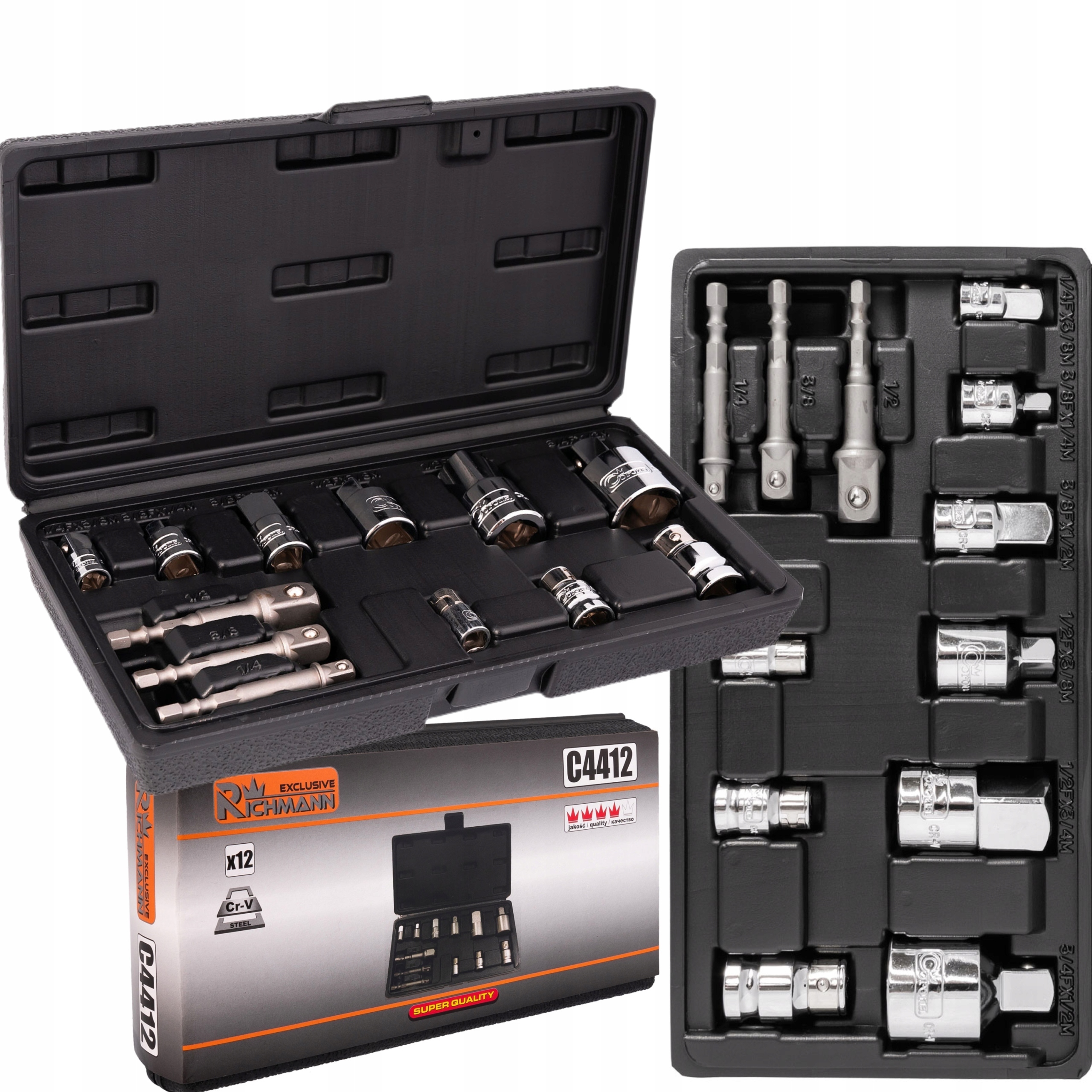 

Zestaw Redukcje Nasadowe Adaptery Uchwyty 12 El.