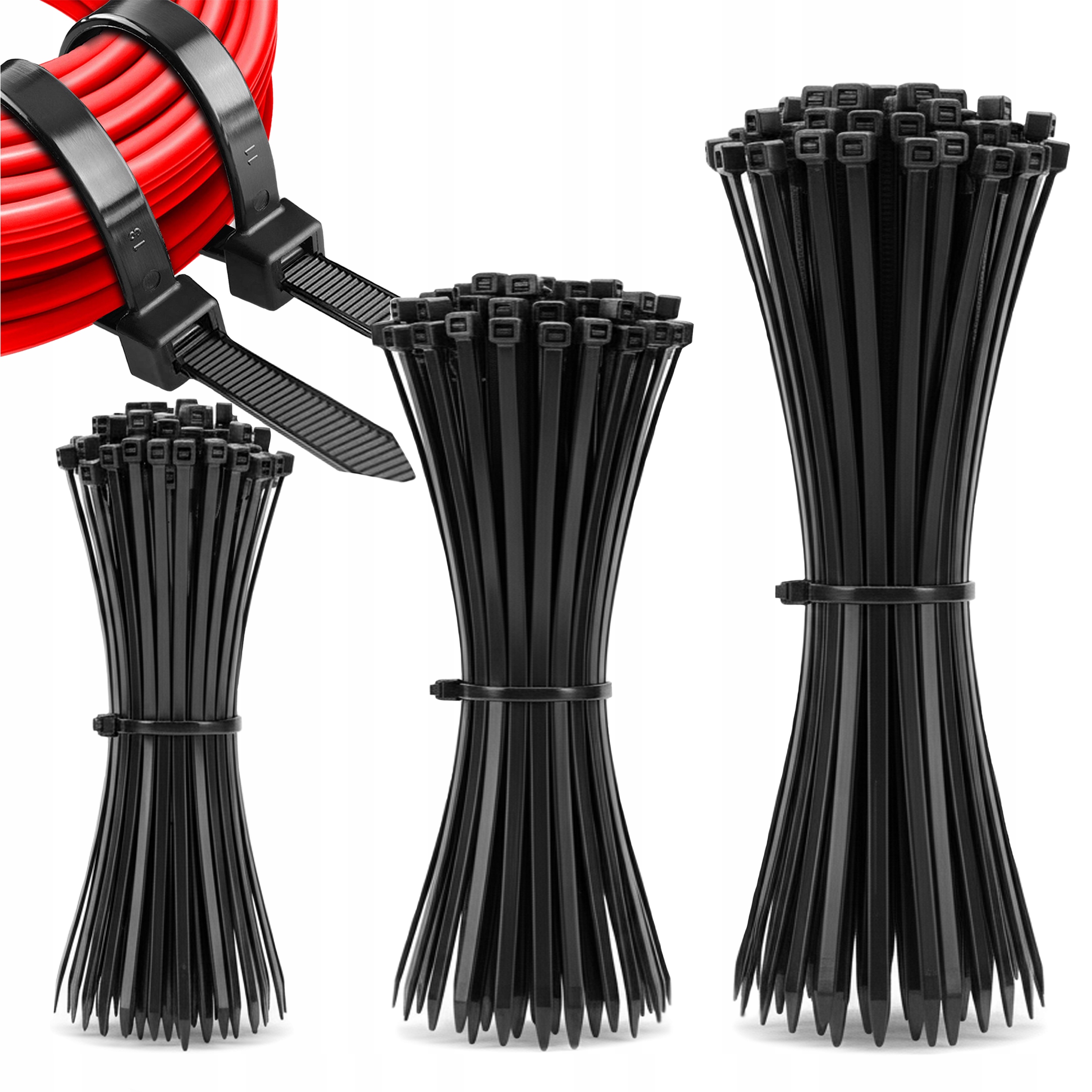 Zestaw Opaski Zaciskowe Kablowe Trytytki Trytki 2,5 3,6 Czarne 300 Szt