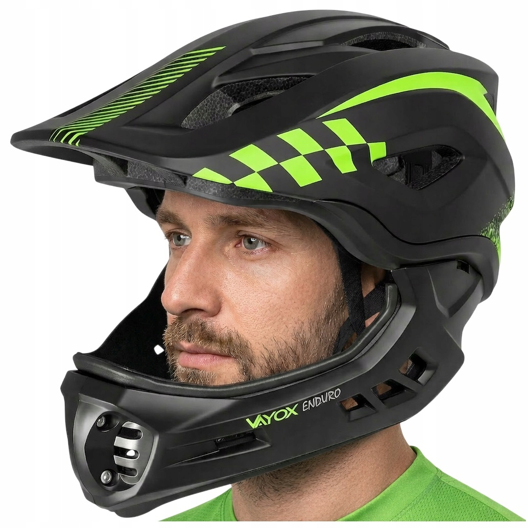 Kask Rowerowy Męski Full Face Szczękowy Odpinany Mtb 54-58CM Enduro Vayox