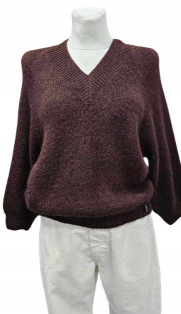 Svetr Milý S Mohérem Lili-one SIZE-dekolt V čokoláda Premium Italia