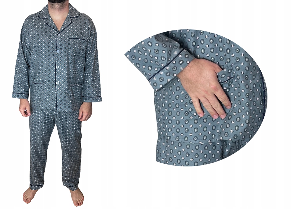 Pánské flanelové pyžamo z bavlněného flanelu s rozepínací bavlna Formax 4XL