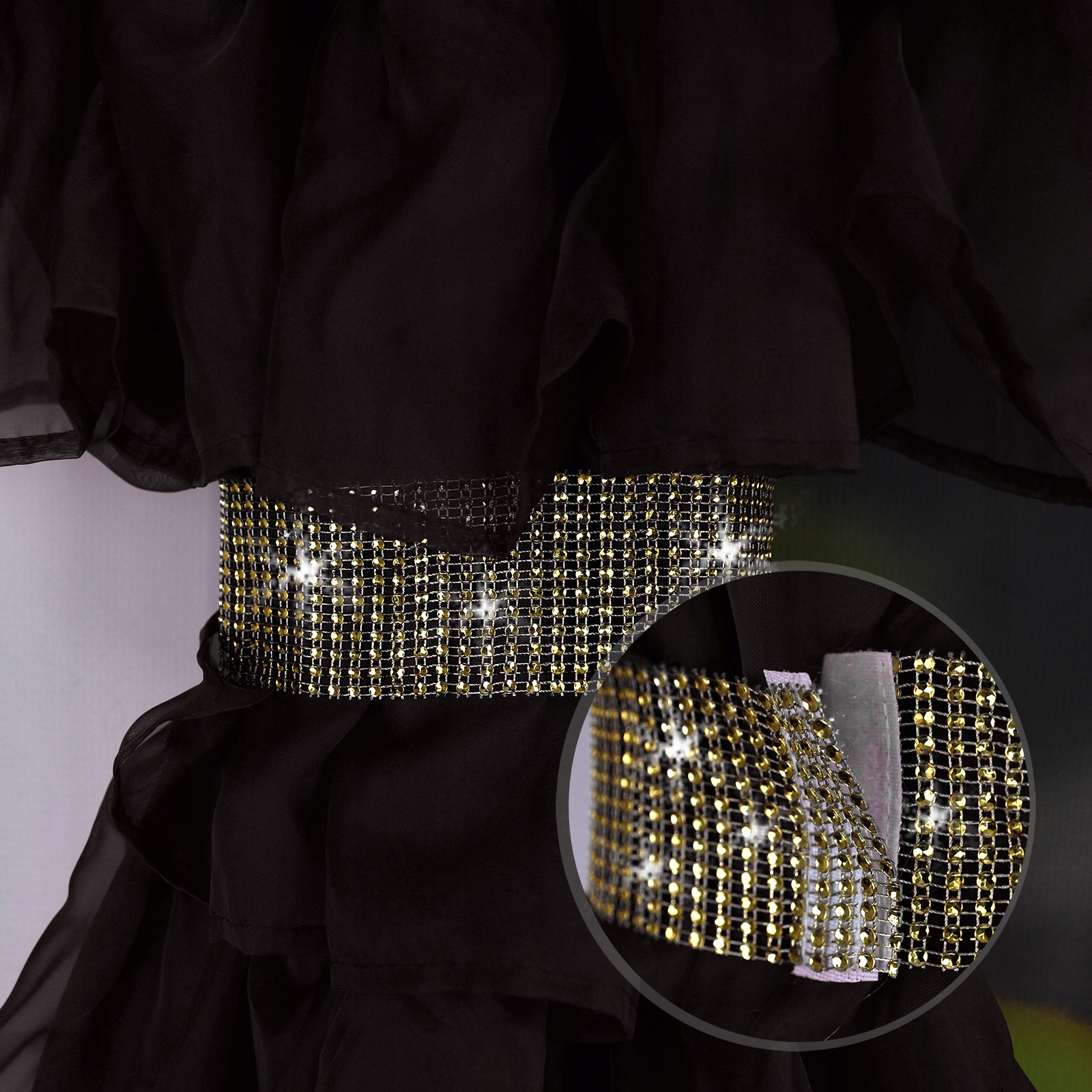 CZARNE FIRANY Z PANELEM AŻUROWYM ZDOBIONE ZŁOTEM Marka inna