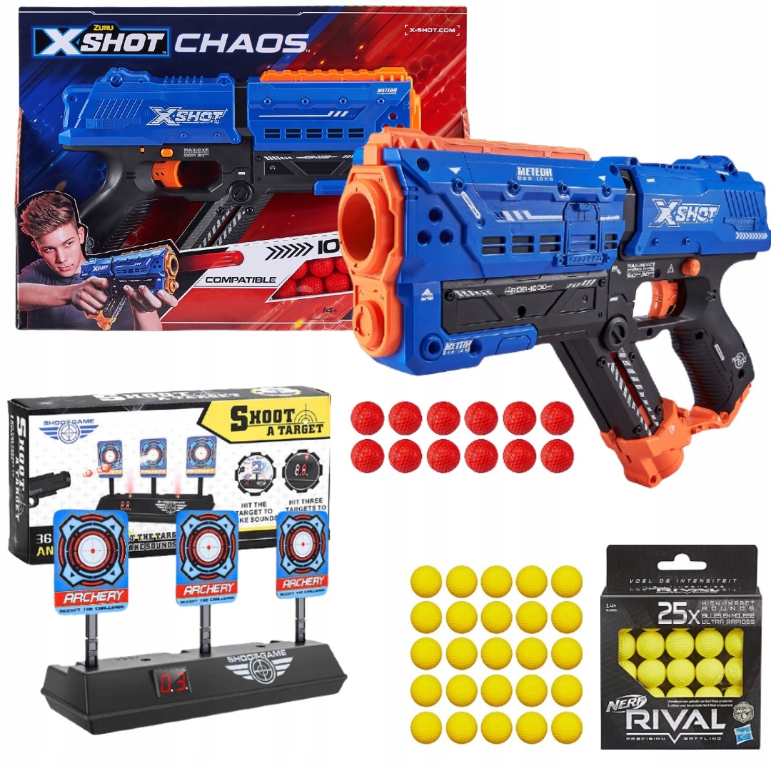 

Pistolet +kulki Nerf x25 +elektroniczna Tarcza