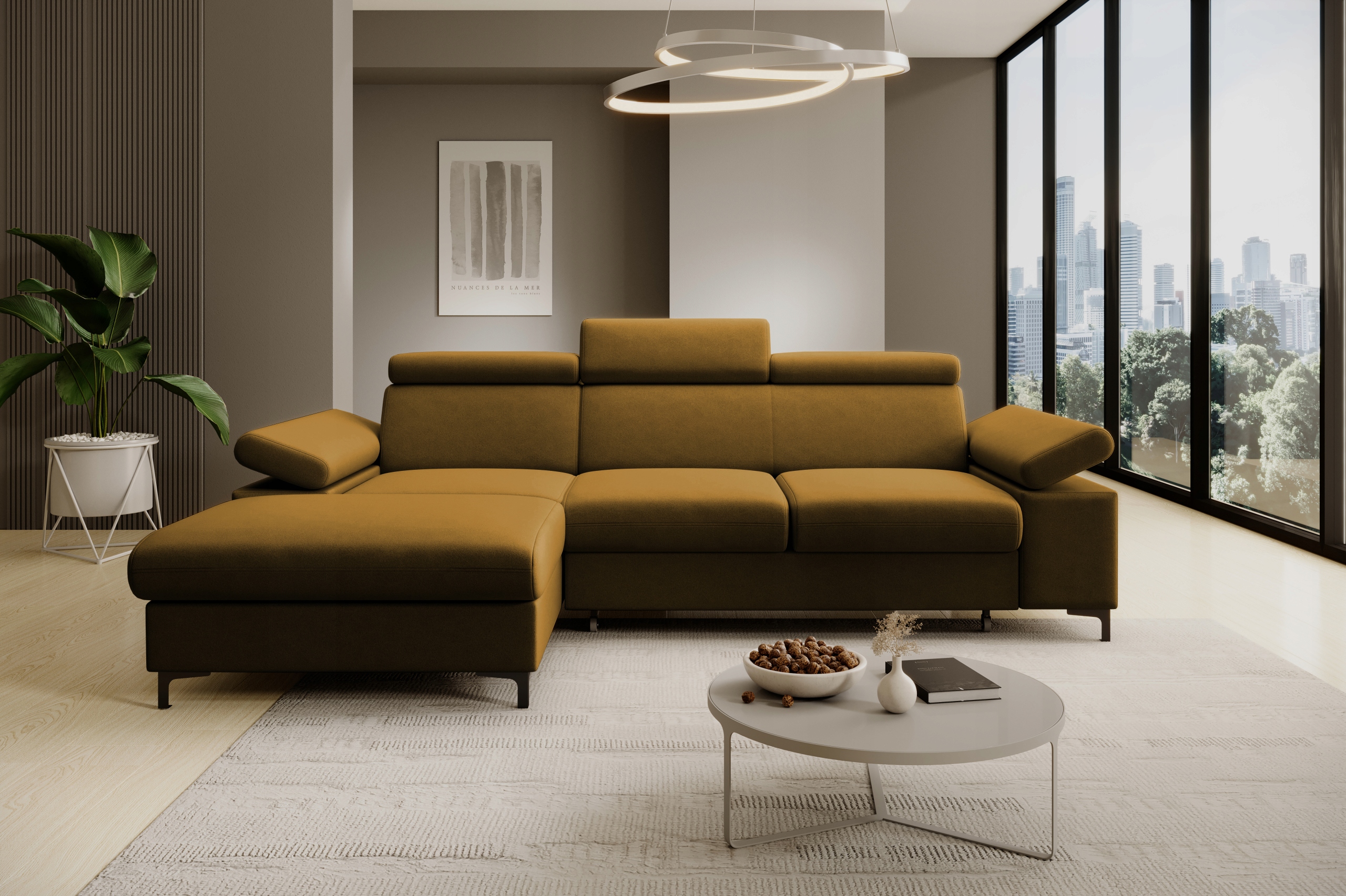 Rohová Sedací Souprava Mavic Funkce spaní Nastavitelné područky a opěrky hlavy Kontejner