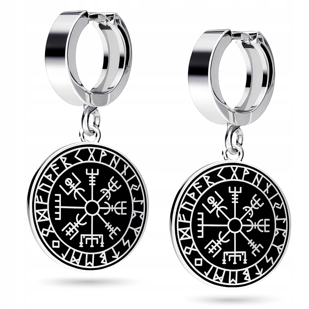 Runový Kompas Wikingó Vegvisir Stříbrné náušnice pouta stříbro 925