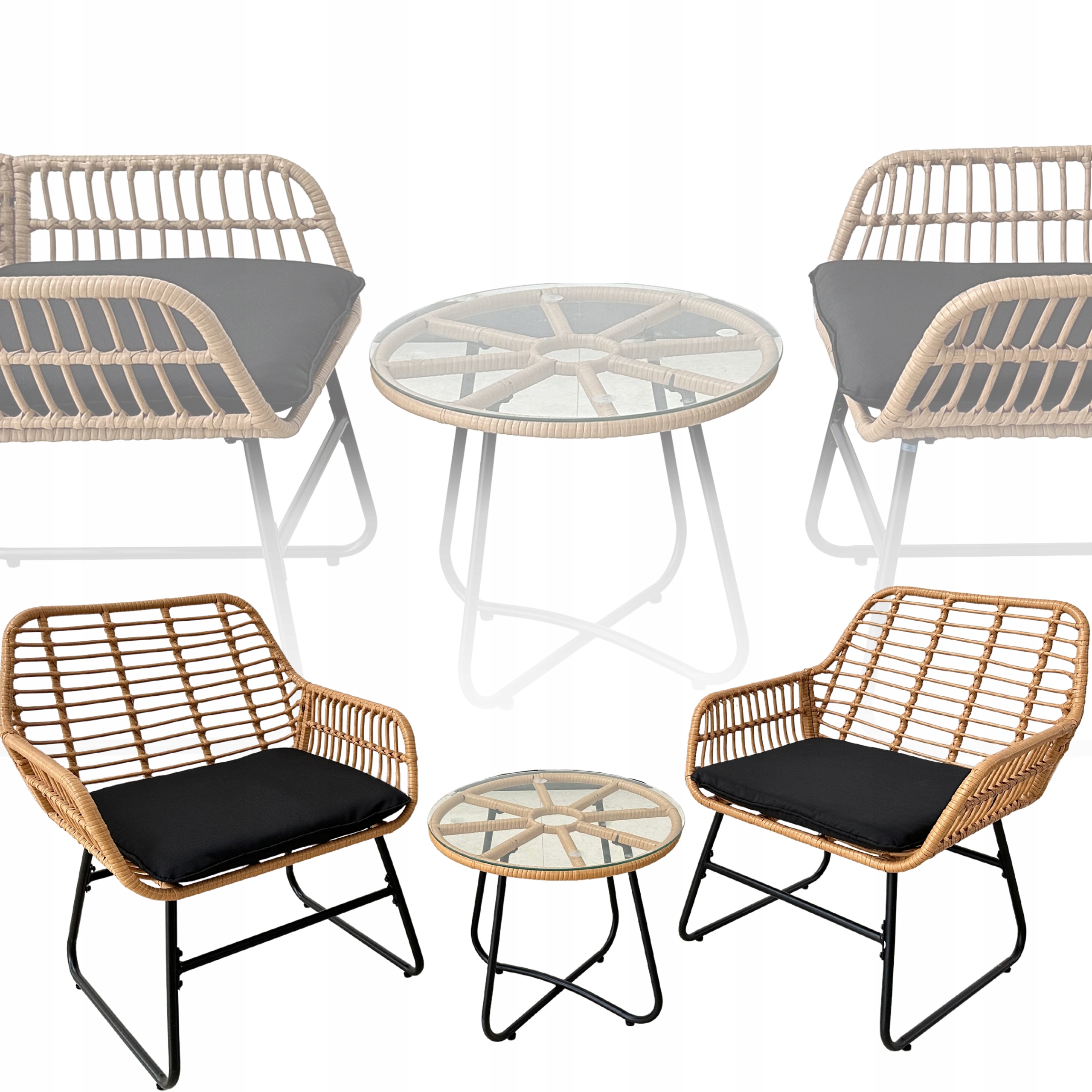Zestaw mebli ogrodowych rattan GardenLine brązowy 3 el.