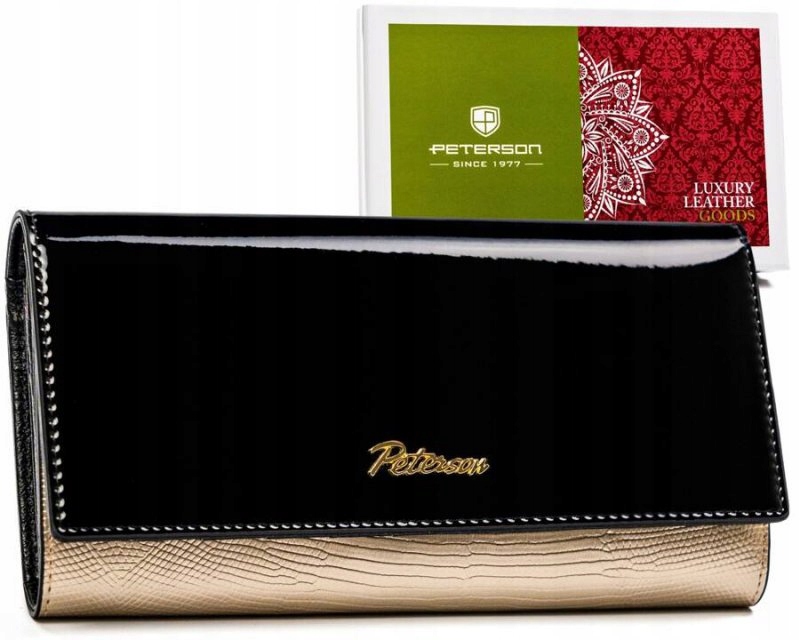 Peterson kožená dámská peněženka lakovaná Stop Rfid patentkou