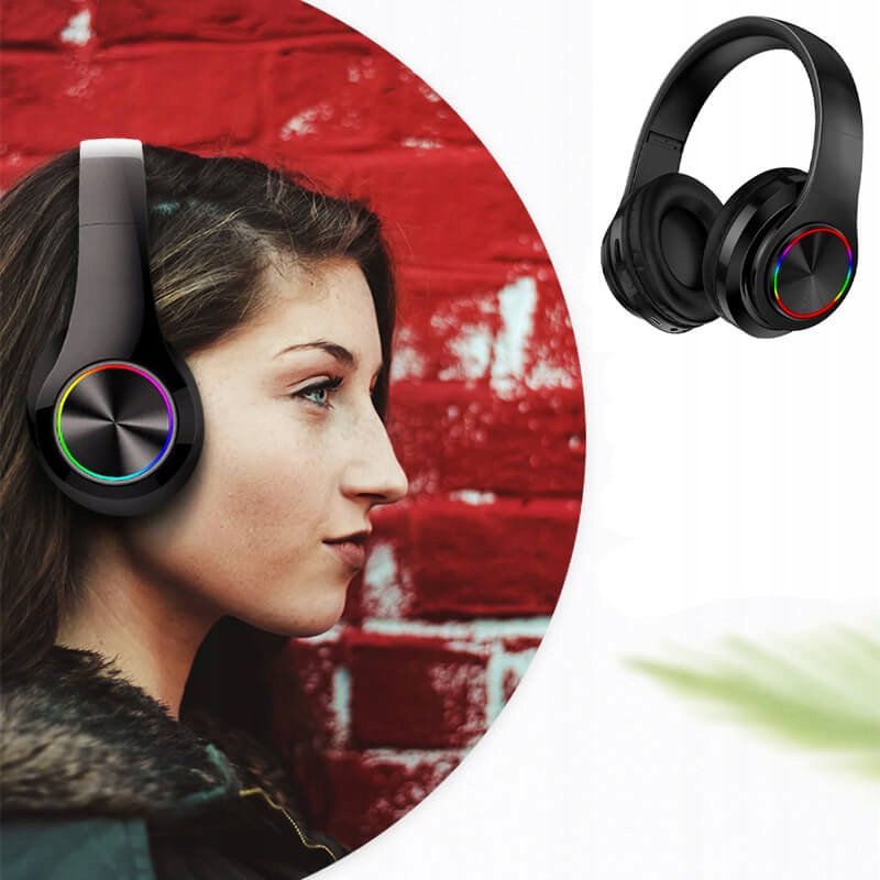 Słuchawki bezprzewodowe BLUETOOTH MIKROFON RGB Typ bezprzewodowe