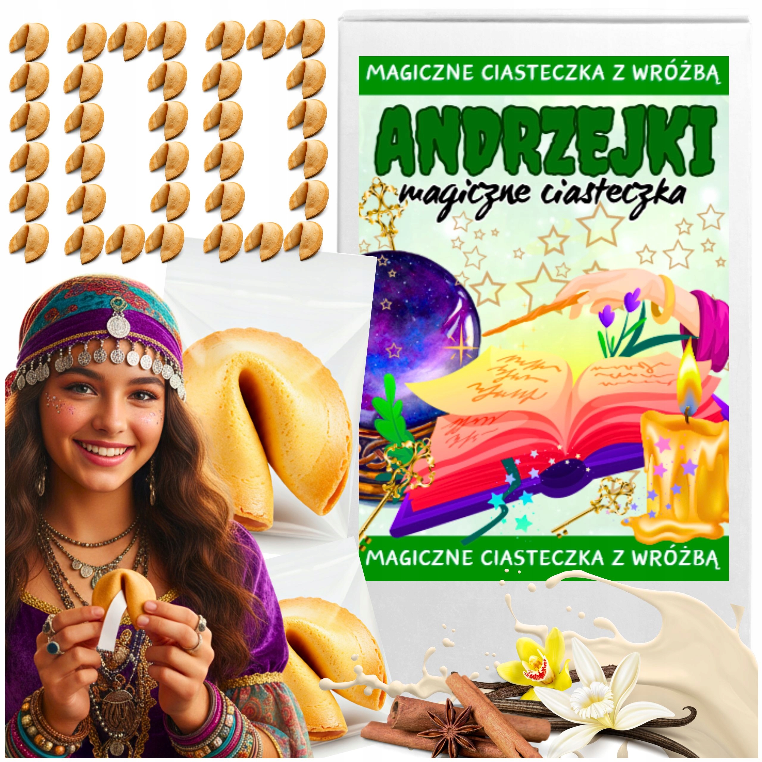 Sušenky s věštbou Andrzejková Noc Magie Svatoondřejská Noc Party 100 ks