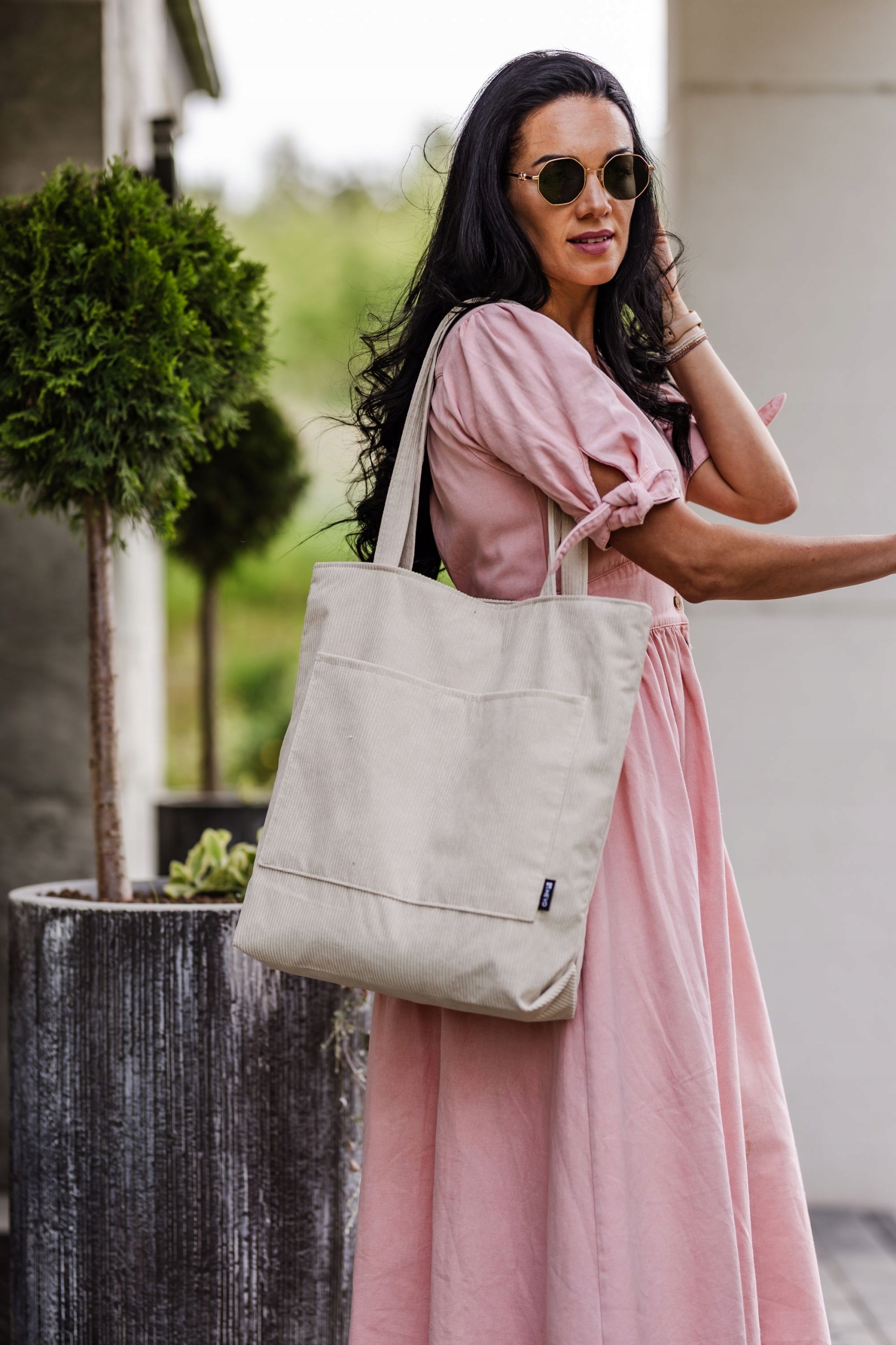 TORBA SHOPPERKA HEYO MIEJSKA SHOPPER NA PLAŻĘ ZAPINANA NA ZAMEK SZTRUKSOWA Model HTS02