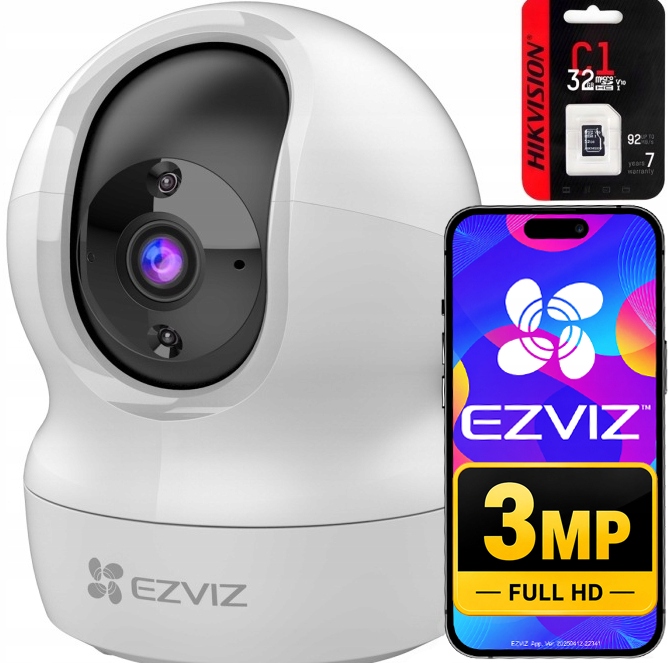 WiFi kamera Ezviz CP1 Pro 3MP Chůvička Tracking 360° Aplikace 32GB karta