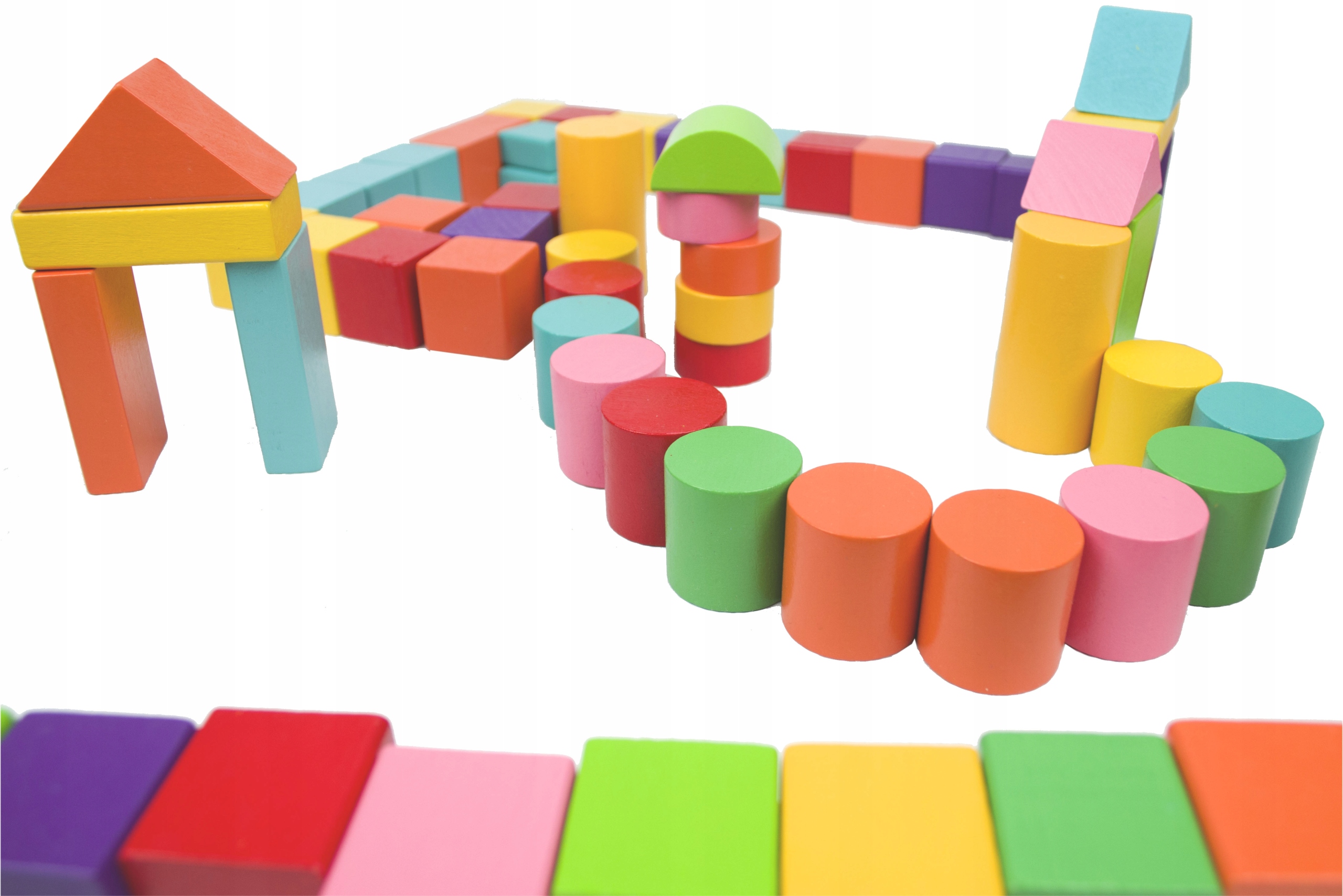 *LT308 DREWNIANE KLOCKI 100el KLOCKI W CZERWONYM WORKU