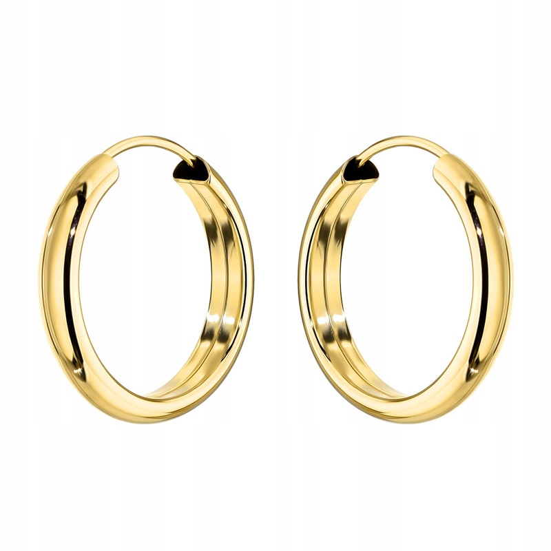Złote Kolczyki Damskie pr. 585 Gładkie Kółka Koła Ringi 16mm 14k