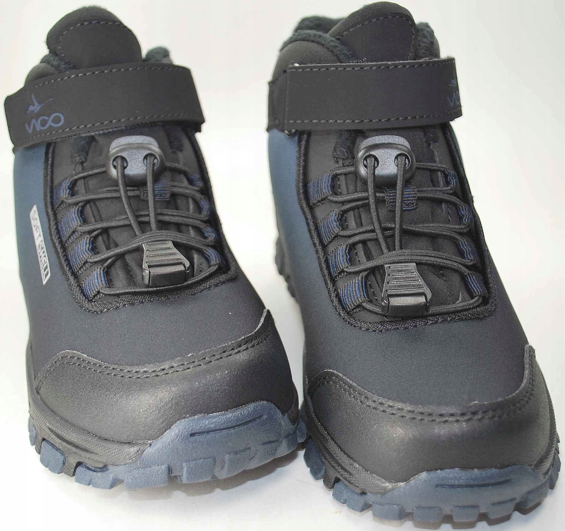 GRANATOWE ciepłe kozaki sportowe buty SOFTSHELL dla chłopca na rzep r 32 Marka Inna marka