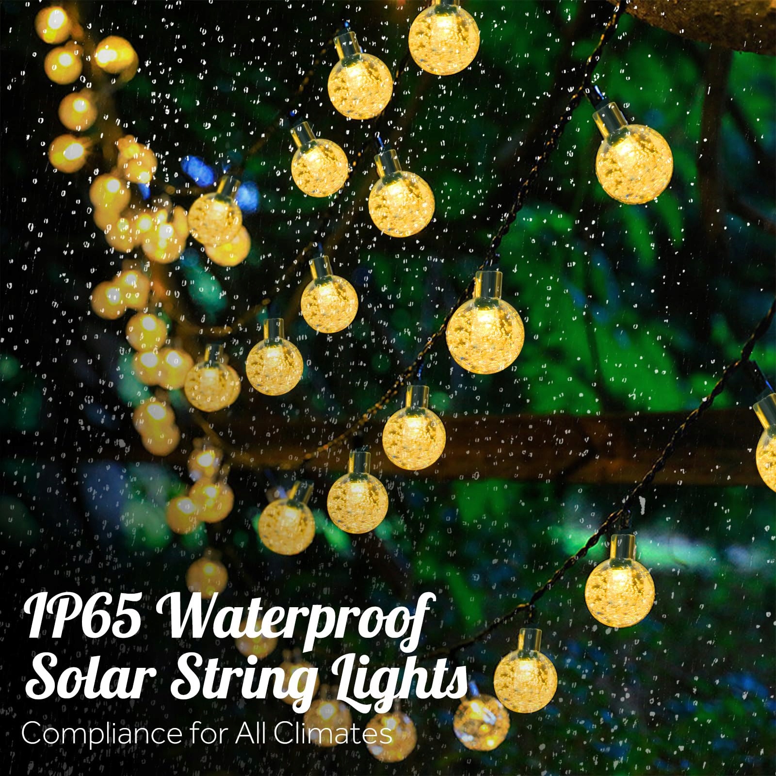 BIGQIN Solarna Girlanda Zewnętrzna 69M 50 LED IP65 8 Trybów Ciepła Biel — miniatura 4