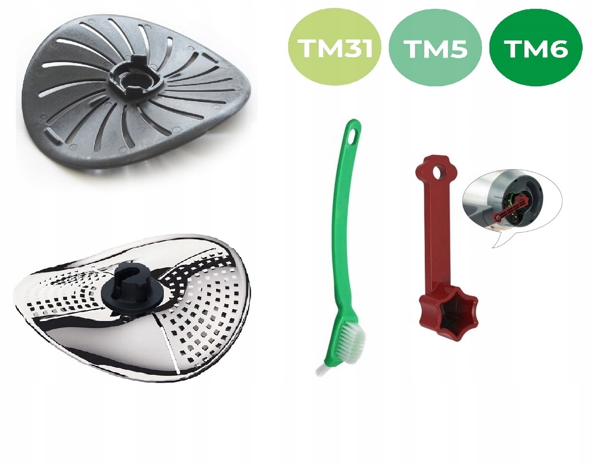 Thermomix Kryty nožů, knoflík na těsto, kartáček na čištění