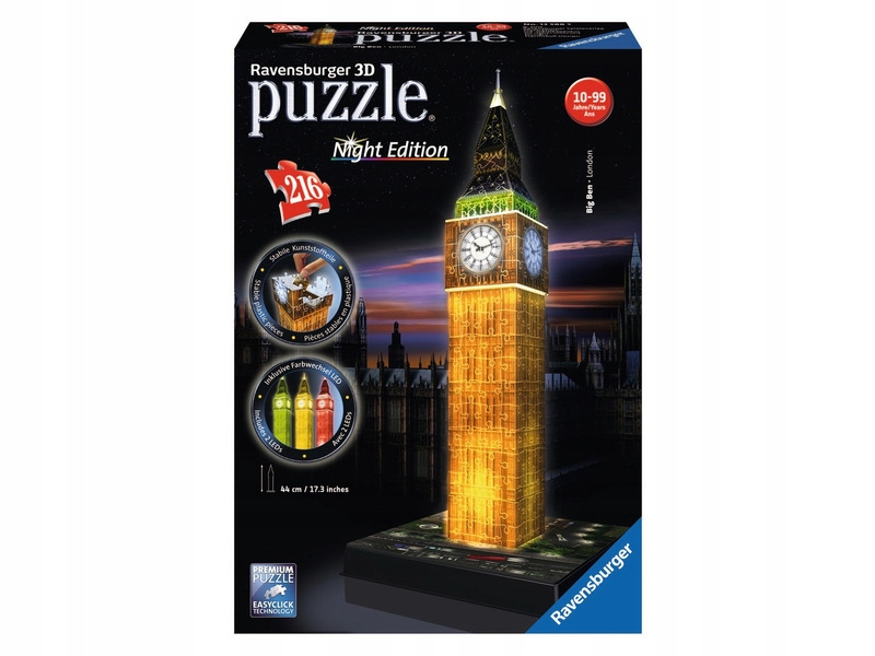 

Puzzle Ravensburger 3D Big Ben Nocą 216 elementów
