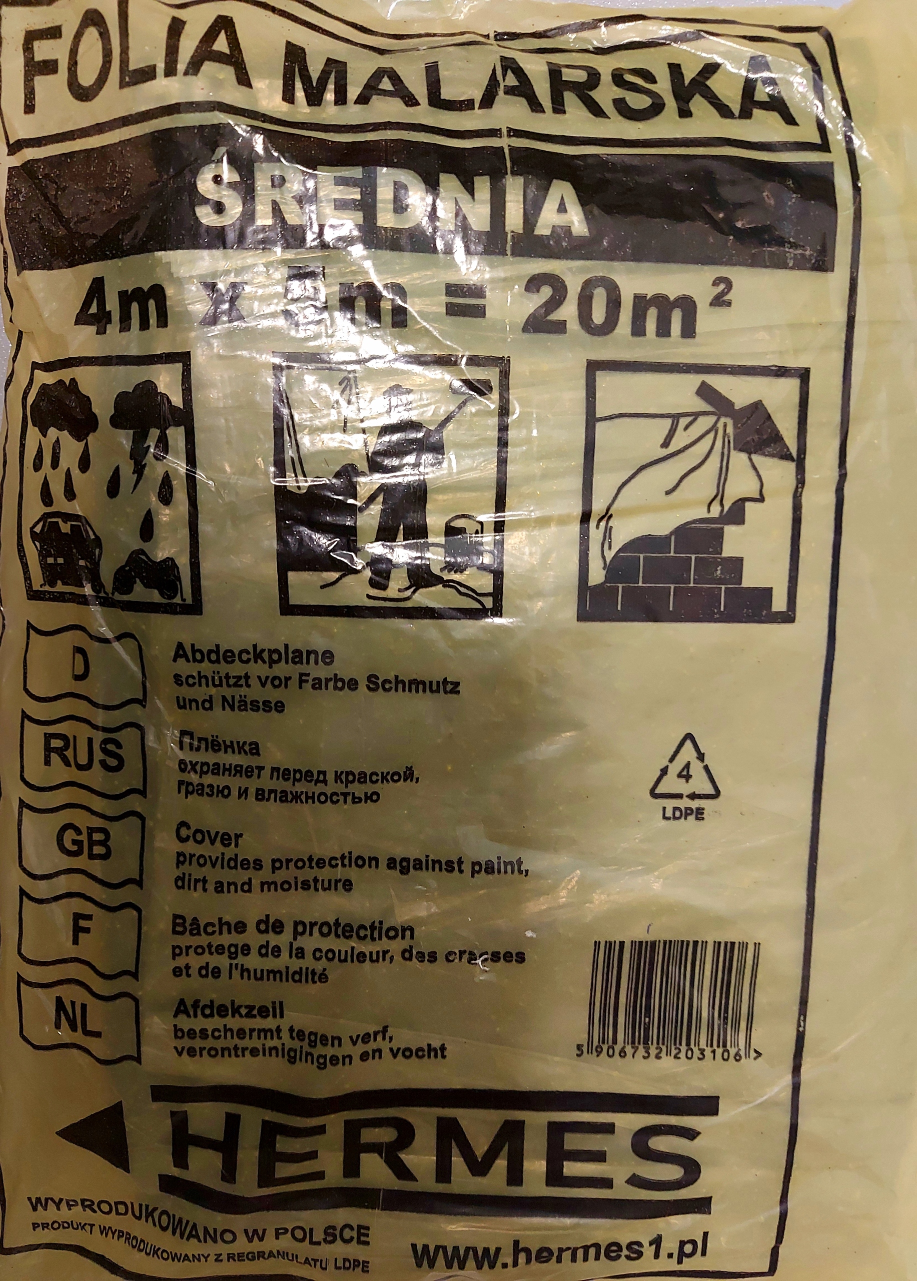 

Folia Malarska Ochronna Czarna Plandeka 4x5m 20m2