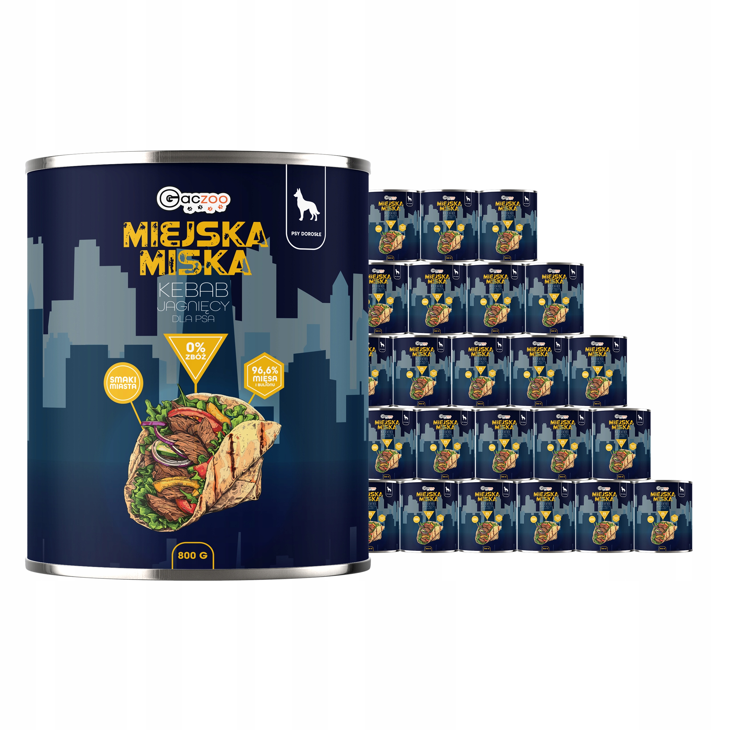 Krmivo pro psa Městská miska Gaczoo Jehněčí kebab 24 x 800 g