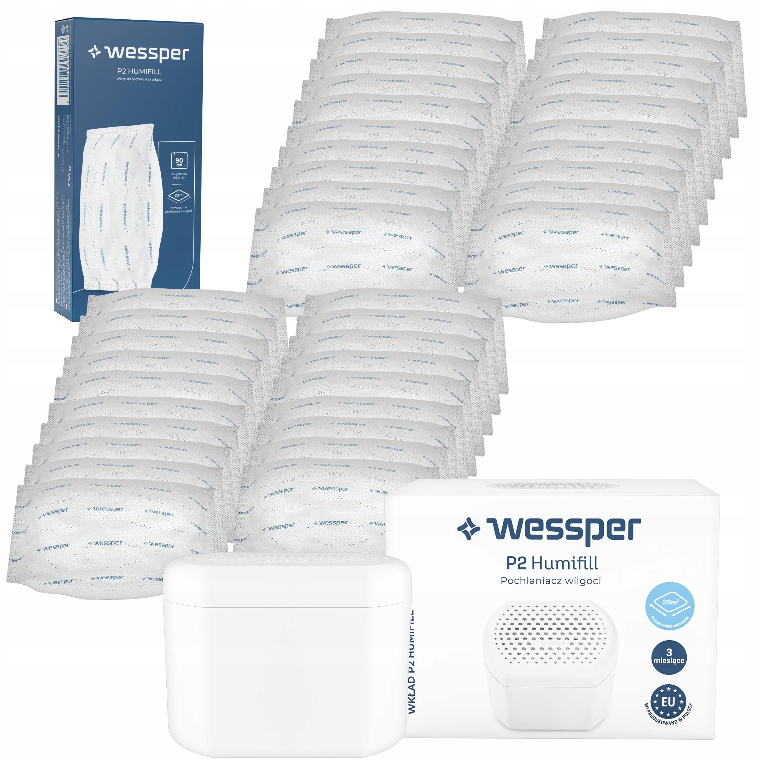 Wessper P2 Humifill: pohlcovač vlhkosti 40 x náplne do pohlcovača