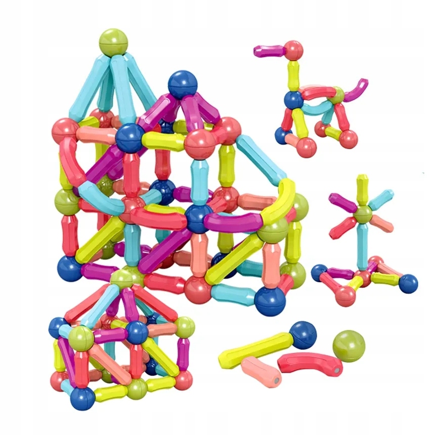 KLOCKI MAGNETYCZNE PATYCZKI MAGNETYCZNE KLOCKI KONSTRUKCYJNE ZESTAW 116 EL Liczba elementów 116