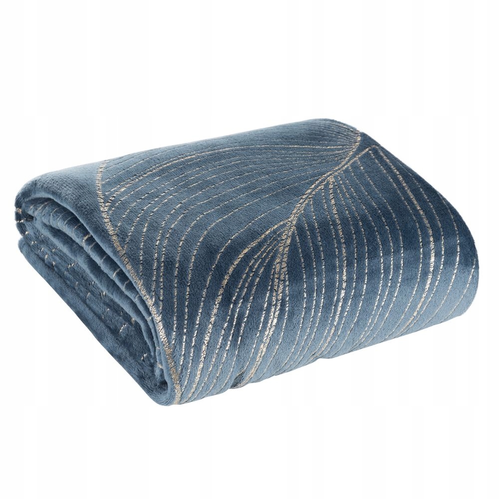 Deka přehoz Blanca 150x200 Eurofirany, tmavě modrá s motivem zlatých listů