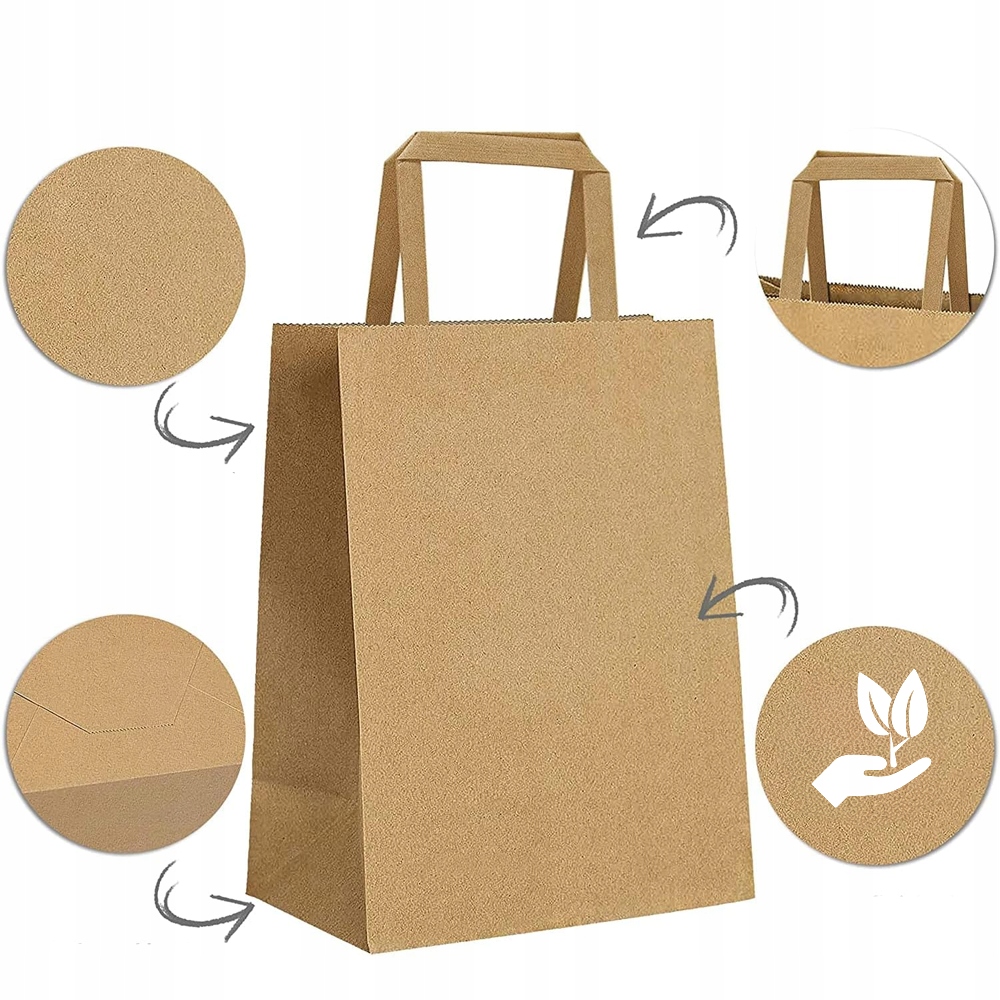TORBA TOREBKA PAPIEROWA SZARA KRAFT Z UCHWYTEM 320x160x280 50 szt. Marka inna