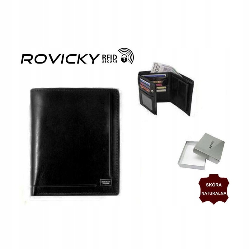 

Portfel Męski Rovicky Skórzany Rfid Secure Czarny