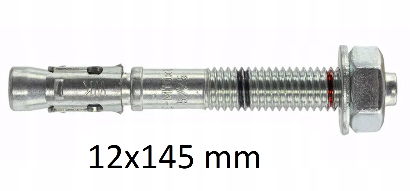 Mechanické ocelové kotvy betonu 12x145mm 25 Ks