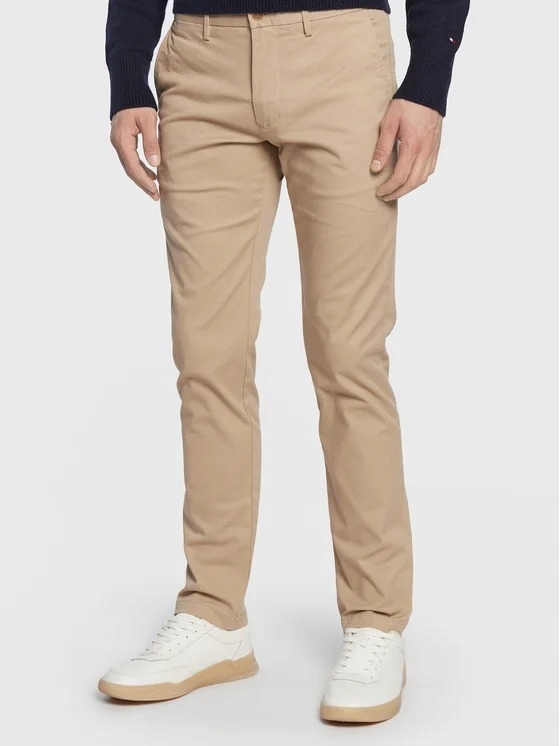 Tommy Hilfiger Chinos Béžové Kalhoty Casual Se Zapínáním Na Knoflík, Velikost 40/30 Xtl