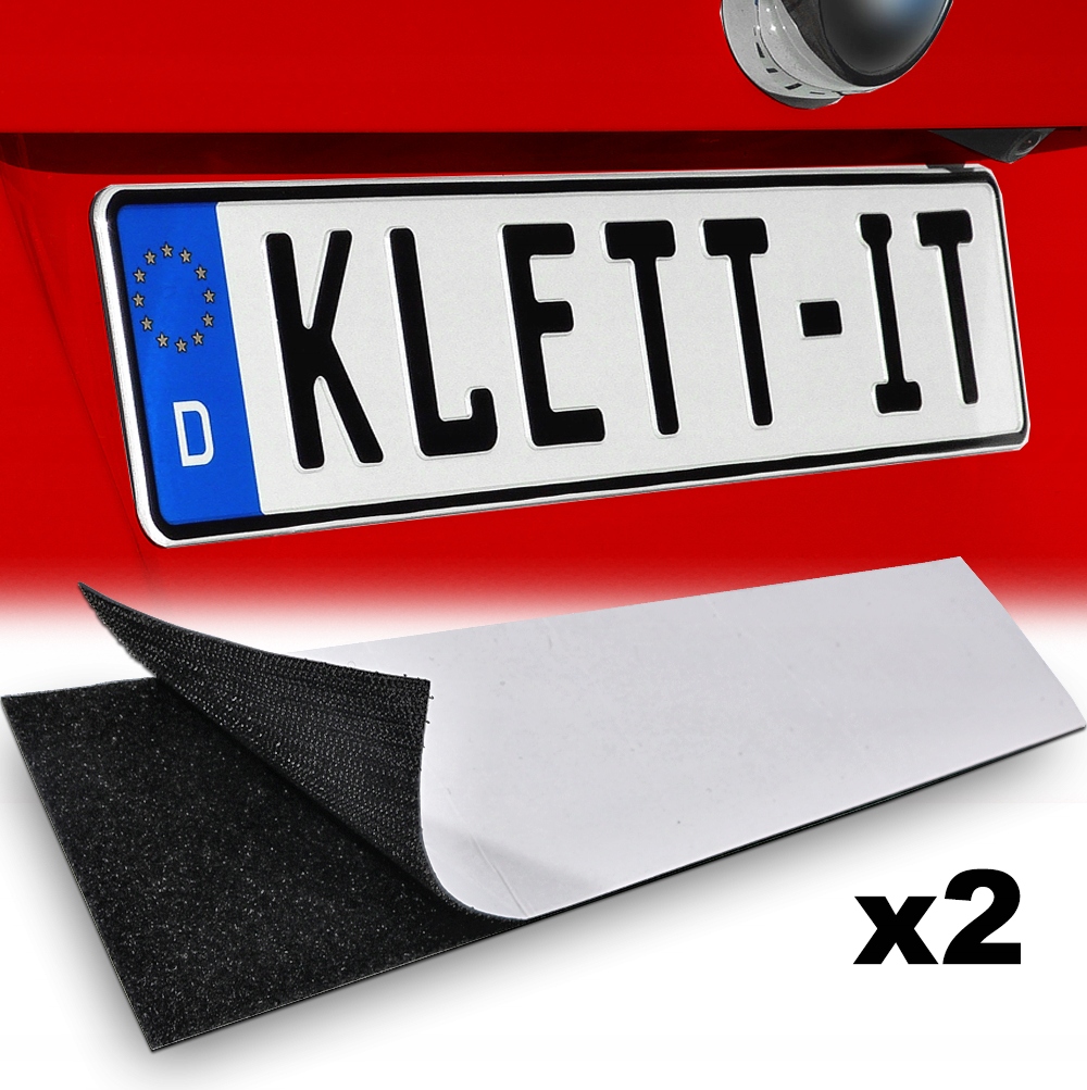 2 x Kennzeichenhalter rahmenlos original Klett-IT® Kennzeichenträger alle  Größen