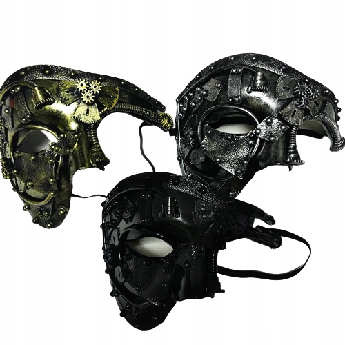 MASKA STEAMPUNK NA PÓŁ TWARZY MASZYNA PAROWA ROBOT