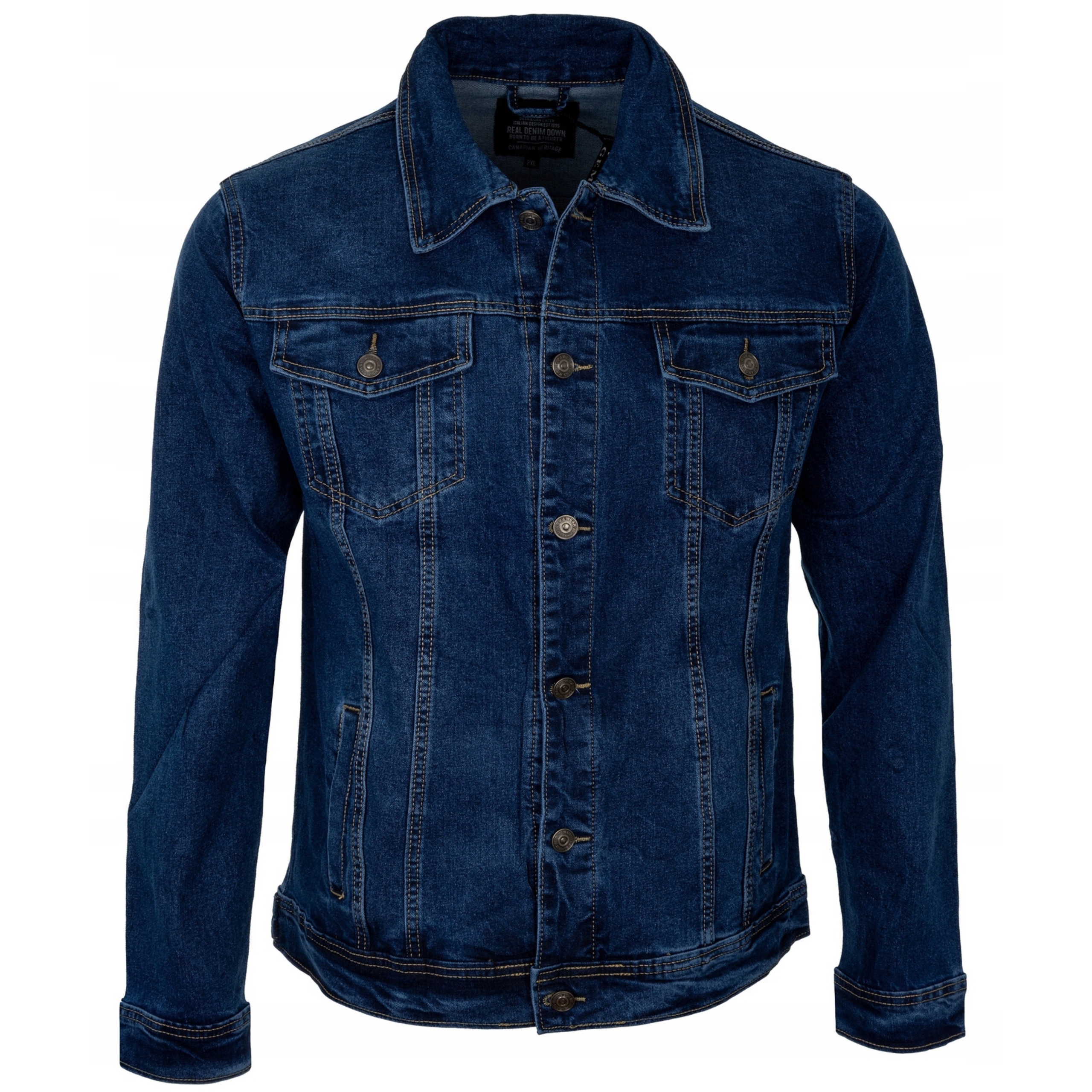 Pánská jarní bunda Bavlna Džíny Klasická Knoflíky Pohodlná Námořnická Modrá Vel XXL